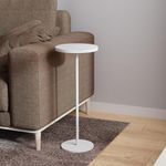 DREAMODERN Round Drink Table Small End Table, Side Table Weighted Base Pedestal Table Martini Table Cocktail Table for Living Room Bedroom Small Spaces Sofa Couch Chair - White