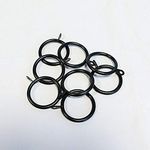 Merriway BH03179 (8 Pcs) Metal Curtain Drapery Pole Rod Rings with Fixed Eye, Inner Diameter 25mm (1 inch) Outer Diameter 30mm (1.1/4 inch) Black - Pack of 8 Pieces