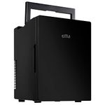 Kuhla Black Mini Fridge K8CLR1001B 8 Litre/10 Can Mini Portable Cooler & Warmer for Drinks, Cosmetics/Makeup/Skincare, AC/DC Power, Retro Style, Black, For Bedroom, Home,Caravan,Car[Energy Class F]