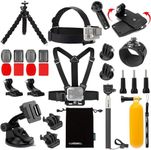 Luxebell 9-in-1 Accessories Kit for Sony Action Cam HDR-AS15/AS20/AS30V/AS100V/Sony Action Cam HDR-AZ1 Mini Sony FDR-X1000V/W 4K Cameras, Handheld Monopod Extendable Telescope Pole + Chest Strap Mount + Floating Handle Grip + Bike Handlebar Mount Holder + Head Strap Mount + Car Suction Cup Mount + Storage Pouch