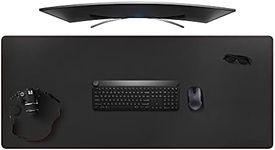 ZORESYN 4XL Oversized Large Mouse Pads (55" x 24") - PU Leather Extended Large Gaming Mousepad Desk Mat - Nonslip Base and Waterproof Desktop Keyboard Extended Mouse Mat (Black, 4XL - Oversized)