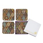 BRAHMA DESIGN Wooden Coaster Set with Gift Box | Diamond Design | Set of 4 Tabletop Square Coasters 3.75" x 3.75" | Kitchen Table Wooden Decorative Items | for Cups, Mugs, Cans, Glasses