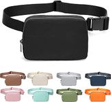 Unisex Mini Belt Bag with Adjustable Strap Crossbody Waist Bag for Workout Shopping Travelling Hiking (Black)