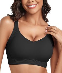 OEAK Womens Seamless Push Up Bras No Underwire Full Coverage Comfortable Bra V Neck Bralettes Wireless Everyday Bra Black,L