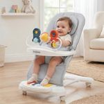 Baybee Nestra Rocker for Baby 0-2 Years| Bouncer with Music & Light Kick Piano | 3 Recline Positions | Removable Toy Tray | Wheels with Safety Lock | Breathable Seat | Foldable Design (Grey)