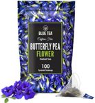 BLUE TEA - Butterfly Pea Flower Tea - 100 Count - Pyramid Plant Based Tea Bag | BLACK DEALS FRIDAY | ANTIOXIDANT RICH | Herbal Tea - Flower Based - Caffeine Free - Detox Tea - Vegan - Gluten Free - Non-Bitter | Zipper Pack