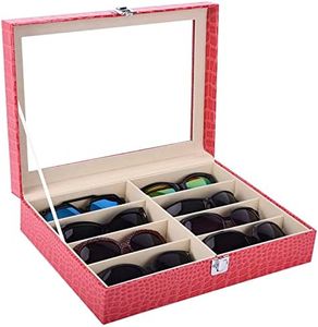 AUTOARK Leather 8 Piece Eyeglasses Storage and Sunglass Glasses Display Case Organizer,Rose,AW-032