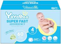 YOYOBOO Disposable Baby Diapers, Hypoallergenic, Superior Absorbency and Softness for Baby Happy Moments, Size 4, 60 Count