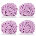 YYTOT 4pcs Bulky Super Chunky Chenille Yarn Arm Knitting Blanket Yarn Jumbo Chenille Yarn DIY Mat Hat Scarf Yarn Per Skein 250g-8oz (Sweet Potato Purple)