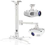 Solarsea Projector Mount,Projector Ceiling Wall Mount, Universal Projector Mount with 25.5-inch Expansion Arm, Height Adjustable,Suitable for Home and Office Projectors(White)