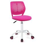 DORTALA Desk Chair for Teen, Kids Armless Swivel Small Cute Low-Back Mesh Office Chair Comfy with Adjustable Height, Lumbar Support, Ergonomic Computer Study Chair in Home Bedroom School, Rose Red