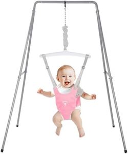 Baby Jumper with Stand, Baby Jumpers and Bouncers, Baby Exerciser Suitable for 6-24 Months, Easy to Assemble & Store Jumper for Baby (Pink)