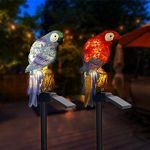 Solar Parrot Garden Light Outdoor, 2Pack Waterproof Solar Pathway Lights, Solar Decorative Lights for Walkway Yard Backyard Lawn Landscape Decor