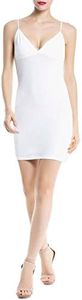 iB-iP Women's Cotton Slips for Under Dress Spaghetti Strap Mid-Thigh Full Slip, Size: 18, White