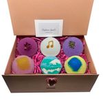 6 Piece Bath Bombs Gift Set in Gift Box, Moisturising Bath Bombs with Shea Butter, Vitamin E, Luxury Fragrances & Essential Oils | Plastic Free, Vegan Bath Bombs