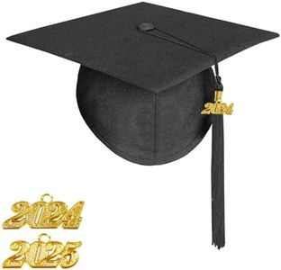 TngHui Unisex Adult Matte Graduation Cap with 2024 Tassel for High School and Bachelor, Black, One Size