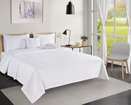 LANE LINEN Classic White Blanket for Couch & Bed – Twin Size - 100% Cotton 320GSM Breathable Lightweight Cozy 3-Layer Oversized Cooling Summer Throw –Self Softening 68”x90”