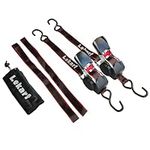 Lekarf 2PC Pack 1" x 12' Retractable Ratchet Tie Down Strap Breaking Load 1100LBS with 2 Loop Strap for Motorcycles, ATVs, Boats Hauling & Cargo Secure, Storage Bag Included