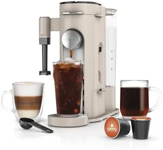 Ninja Pod & Grounds Specialty XL Single-Serve Coffee Maker, K-Cup Pod Compatible, Brews Grounds, Compact Design, Built-In Milk Frother, 68-oz. Reservoir, 6-oz. Cup to 24-oz. Mug Sizes, Stone, PB055AST