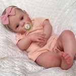 JIZHI Reborn Babies Dolls 17 Inch Realistic Newborn Girl Lifelike Doll Open Eyes Real Looking Baby Softness Cloth Body Poseable Limbs Toy with Accessories Set for Kids Age 3+