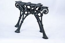 Euro Sezam - 2 x Cast Iron Bench Legs without Backrest - For 3 Wooden Bench Boards - 46 x 39 x 37.5 cm - Black Colour