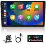 Android Double Din Car Stereo Wireless Apple Carplay, Rimoody 10 Inch Touchscreen Car Radio with Bluetooth GPS Navigation WiFi FM RDS Radio iOS/Android Mirror Link + Backup Camera