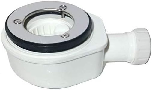 Válvula de desagüe para platos de ducha de resina pizarra 90 mm con arillo acero inox 3 tornillos
