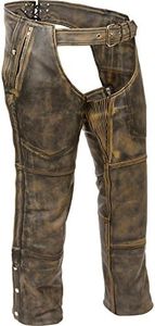 Milwaukee Leather Men's Distressed Thermal Lined Chaps (Distressed Brown, Large)