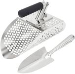 Sand Scoops for Metal Detecting, Stainless Steel Metal Detector Scoop with Digging Tool, Sand Sifter Shovel, Metal Detector Accessories, Heavy Duty Metal Detecting Shovel, Sand Flea Rake for Beach