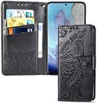 IMEIKONST Samsung J2 Core Case Elegant Embossed Flower Card Holder Bookstyle wallet PU Leather Durable Magnetic Closure Flip Kickstand Cover for Samsung Galaxy J2 Core Butterfly Black SD