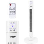 MYLEK Tower Fan 36 Inch Oscillating Bladeless Floor Standing Cooler with Remote Control Timer and Ioniser, Quiet Bedroom Night Function, 3 Cooling Settings, Temp Display Home Or Office (White)