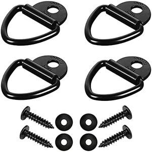 JCHL Cargo Tie-Down Anchors, 4PCS 2" Black Steel V-Ring Bolt On Trailer Anchor Trailer Cargo Rope Bolt on Surface Mounting Clip Truck Load Anchor Point Lashing Ring for Trailers Trucks Warehouses