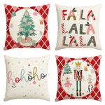 AVOIN colorlife Merry Christmas Nutcracker Red Throw Pillow Covers, 18 x 18 Inch Winter Holiday Party Cushion Case Decoration for Sofa Couch Set of 4