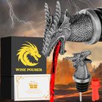 Dragon Head 2-in-1 Wine Bottle Pourer and Stopper, Dragon Gifts for Men Women Dragon Fans, Liquor Bottle Pourers Spout for Alcohol Spirits, Wine Accessories Gifts, Dark Silver