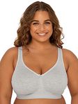 Fruit of the Loom Women's Wireless Cotton Bra, Heather Grey, 46C