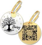 PawFurEver QR Code Dog Tag - Custom Dog Tags/Pet ID Tags for Dogs, Engraved Dog Tag & Pet Tag, Stainless Steel Dog Tags Personalized for Pets (Tree, Gold)