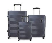 American Tourister (Set Of 3 Pc Small Medium And Large Polycarbonate Hardsided Cabin Checkin Strolly/Suitcase 4 Spinner Wheels Luggage (Dark Black), 70 Cm