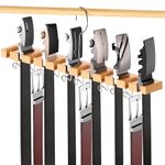 Belt Hanger for Closet - Belt Rack Closet Accessories Organizer, Double-Layer Design Space Saving - Maximum 23 Storage Capacity, Wooden Belt Holder for Ratchet Belt, Click Belt