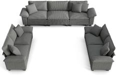 PHI VILLA Cloud Modular Couches Sets, 3 Pieces Large Sectional Sofa Set with Loveseats, 7-Seater Upholstered Couch for Living Room, Corduroy, Grey