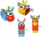 Foot Finder Socks & Wrist Rattles - Newborn Sensory Toys for Baby Boy or Girl - Brain Development Infant Toys - Hand and Foot Rattles for 0-3, 3-6, 6-9, 9-12 Months Babies (Multicoloured)