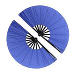 Rave Hand Fan,2 Pack Blue Chinese Kung Fu Tai Chi Hand Fan,Large Folding Hand Rave Fan,Vintage Fabric Foldable Hand Fans,Festival Fan,Clack Hand Held Fan Gifts for Women Party Dance (2 Pack Blue Fan)