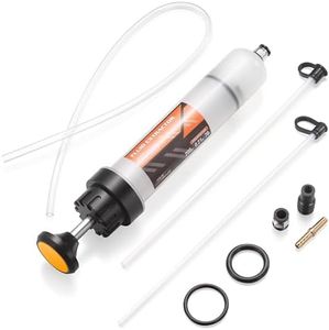 FOUR UNCLES 200cc Fluid Extractor, Extraction & Fill Pump, Oil Change Syringe with 23" Hose and Two 12" Tubes, Automotive Oil Syringe, Fluid Oil Change Evacuator