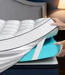 Panyu Dual Layer 4 Inch Memory Foam Mattress Topper King Size, 2" Cooling Gel Memory Foam & 2" Pillow Top Mattress Pad Cover for Back Pain Relief, Deep Elastic Pocket, Medium Support, White