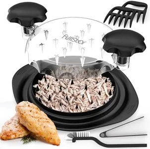 FULLSTAR Chicken Shredder Tool Twist Set 10.4" - Meat Shredder Tool Twist, Chicken Breast Shredder, Food Shredder, Chicken Shredder Tool Twist Large, Chicken Shredded Twist Pork Shredder (Black)