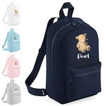 HippoWarehouse Personalised Mini Backpack Illustration Design & Name Colourful Childrens Nursery Creche Preschool Travel Bag Hand Luggage Essentials 35 x 23 x 12 cm 7 litre Capacity VARIOUS DESIGNS