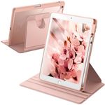 JETech Rotating Case for iPad 9/8/7 (10.2-Inch, 2021/2020/2019 Model, 9th/8th/7th Generation) with Pencil Holder, 360 Degree Rotation Protective Stand Cover Clear Back, Auto Wake/Sleep (Rose Gold)