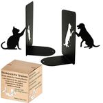 PandS Dog Cat Non Slip Iron Bookends - Pet Book Ends for Your Home, Office and Studio - Great for Cat and Dog Lovers - Bookends for Heavy Books - Decorative and Creative Bookends-| Iron Bookends