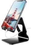 Cell Phone Stand, Phone Dock, Cradle, Holder, Aluminum Desktop Cellphone Stand with Cable Collective for Office Desk, Bedside Table Compatible with iPhone 14 13 Pro Max-Black