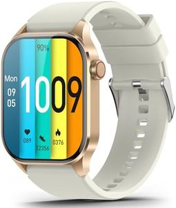 Smart Watch with Bluetooth Call, 2.04" AMOLED Display, 24/7 Heart Rate, Blood Oxygen, Sleep Monitor, 136+ Sports Modes, IP68 Waterproof Fitness Tracker, Smartwatch for Men Women Android iOS, Beige