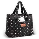 HSHRISH Lunch Bags for Women, Insulated Lunch Tote Bags 12L, Reusable Waterproof Leakproof Cooler Bag, Adjustable Shoulder Bag for Adults Work Picnic Beach, Black&White Spots